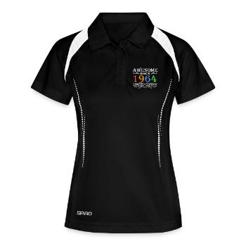 1964 - Jahrgang 1964 - Frauen Polo atmungsaktiv - Schwarz/Weiß - Vorne