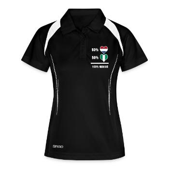 Nigeria und die Niederlande Geniales Flaggendesign - Frauen Polo atmungsaktiv - Schwarz/Weiß - Vorne