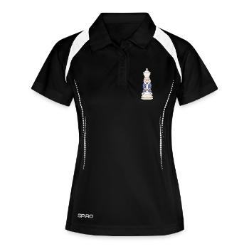 Schachfigur Königin Schach - Frauen Polo atmungsaktiv - Schwarz/Weiß - Vorne