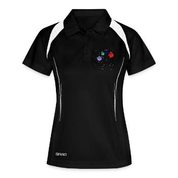Christbaumkugeln mit Schneeflocken - Frauen Polo atmungsaktiv - Schwarz/Weiß - Vorne