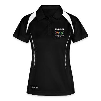1948 - Jahrgang 1948 - Geburtsjahr 1948 - Frauen Polo atmungsaktiv - Schwarz/Weiß - Vorne