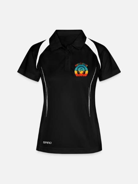 Musikliebe Retro Kopfhörer - Frauen Polo atmungsaktiv - Schwarz/Weiß