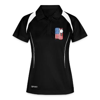 4. Juli Tischtennis - Frauen Polo atmungsaktiv - Schwarz/Weiß - Vorne