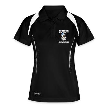 Müde Spruch lustig Schlafen Ausschlafen Faul - Frauen Polo atmungsaktiv - Schwarz/Weiß - Vorne