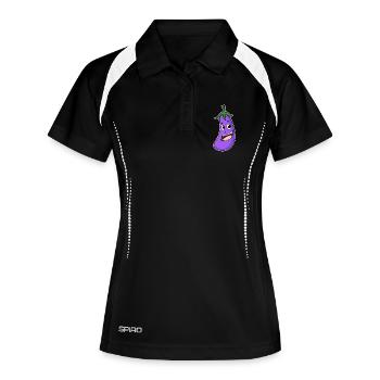 Motif aubergine - Polo respirant Femme - noir/blanc - Devant