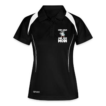 Nordsee Moin Plattdeutsch - Frauen Polo atmungsaktiv - Schwarz/Weiß - Vorne