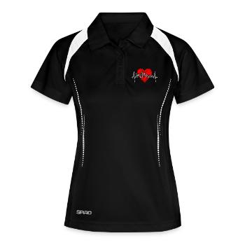 Augsburg Skyline Herzschlag Fan I Love Augsburger - Frauen Polo atmungsaktiv - Schwarz/Weiß - Vorne