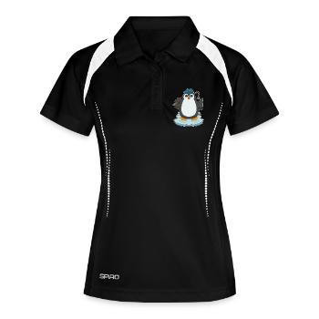 Pinguin Angler Angelrute Angeln - Frauen Polo atmungsaktiv - Schwarz/Weiß - Vorne