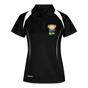 Affe Apfel  - Frauen Polo atmungsaktiv - Schwarz/Weiß - Vorne
