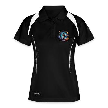 Astronaut im Weltall Design - Frauen Polo atmungsaktiv - Schwarz/Weiß - Vorne