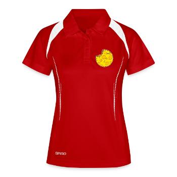 Kreis Käse rund - Frauen Polo atmungsaktiv - Rot/Weiß - Vorne