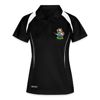 École du professeur de castor pointant des bâtons - Polo respirant Femme - noir/blanc - Devant