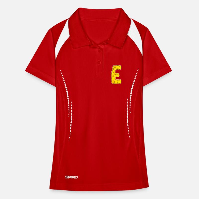 Lettre E - Lettre initiale E - Motif Fromage Polo respirant Femme