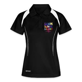 promotrd d’être papa, nouveau papa grossesse - Polo respirant Femme - noir/blanc - Devant