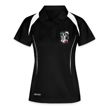 Border Collie amusant avec des touches de couleur colorées - Polo respirant Femme - noir/blanc - Devant