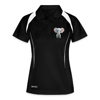 Elefant Afrika Safari Wildnis Liebe Süße Elefanten - Frauen Polo atmungsaktiv - Schwarz/Weiß - Vorne