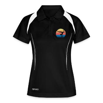 Turnerin Gymnastik Turnverein Turnen Turnsport - Frauen Polo atmungsaktiv - Schwarz/Weiß - Vorne