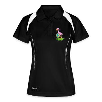 Flamingo Schwimmen Wasserball Sommer - Frauen Polo atmungsaktiv - Schwarz/Weiß - Vorne