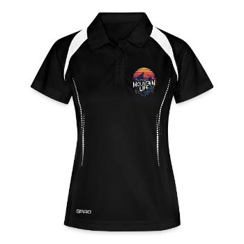 Mountain Life Retro Sunset Design - Polo respirant Femme - noir/blanc - Devant