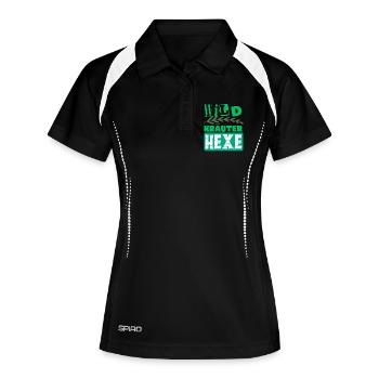 Mama Wildkräuter Hexe Kräuter Design - Frauen Polo atmungsaktiv - Schwarz/Weiß - Vorne