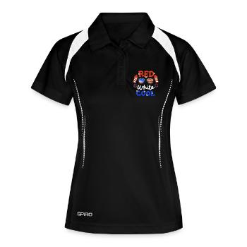 4. Juli Amerika Flagge Feuerwerk - Frauen Polo atmungsaktiv - Schwarz/Weiß - Vorne