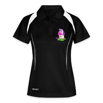 Einhorn Golf Golfschläger - Frauen Polo atmungsaktiv - Schwarz/Weiß - Vorne