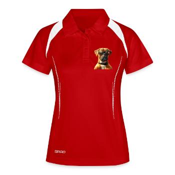 Deutscher Boxer Hunde Boxerverein German Boxer - Frauen Polo atmungsaktiv - Rot/Weiß - Vorne