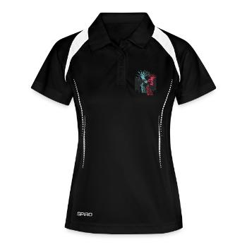 Neon Punk Rock Schädel City Skyline - Frauen Polo atmungsaktiv - Schwarz/Weiß - Vorne
