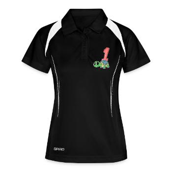 Zahl 1 Nummer Eins - Schildkröte Motiv - Frauen Polo atmungsaktiv - Schwarz/Weiß - Vorne