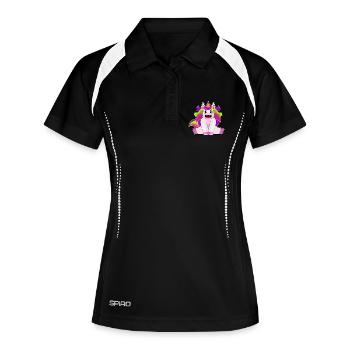 Lustiges Einhorn - Frauen Polo atmungsaktiv - Schwarz/Weiß - Vorne