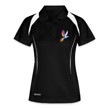 Taube Weiß Frieden Peace Ringeltaube Weiße Tauben - Frauen Polo atmungsaktiv - Schwarz/Weiß - Vorne