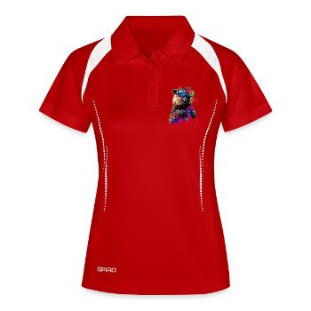 Castor Motif Castor Chuchoter Rongeurs Mignon Castor - Polo respirant Femme - rouge/blanc - Devant