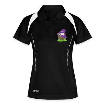 Hibou Halloween Sorcière - Polo respirant Femme - noir/blanc - Devant