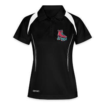 Graphique patins à roulettes - Polo respirant Femme - noir/blanc - Devant
