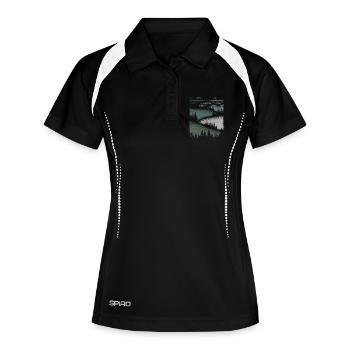 Nature Mountains Hiking Forest Minimalist Gift - Women's Polo breathable - black/white - Front