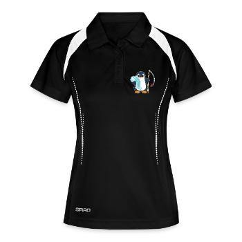 Pingouin Pêcheur Poisson Pêche - Polo respirant Femme - noir/blanc - Devant