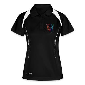 Panther Leopard Raubkatze Süße Großkatze Panter - Frauen Polo atmungsaktiv - Schwarz/Weiß - Vorne
