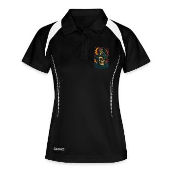 Astronaute chevauchant Dragon Crâne cosmique Art - Polo respirant Femme - noir/blanc - Devant