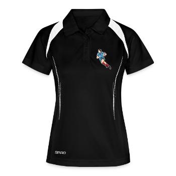 Frauen Rugby - Frauen Polo atmungsaktiv - Schwarz/Weiß - Vorne