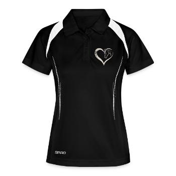 Conception de silhouette de cœur et de cheval - Polo respirant Femme - noir/blanc - Devant