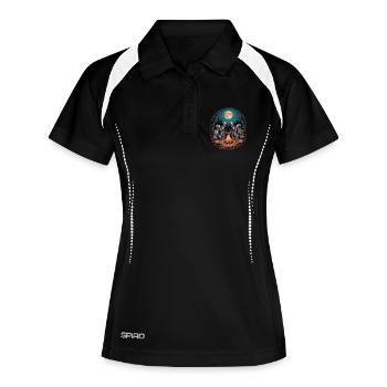 Skeleton Camper Hiker Bonfire Halloween Camping - Frauen Polo atmungsaktiv - Schwarz/Weiß - Vorne