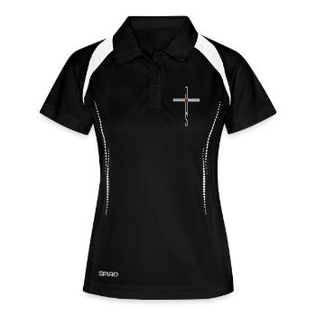 Jésus Croix Cœur Amour Croyants Cadeau - Polo respirant Femme - noir/blanc - Devant