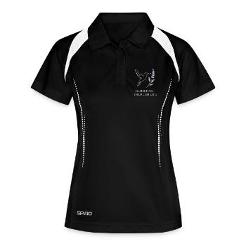 Funny Hummingbird Mem Winziger Vogel Big Energy - Frauen Polo atmungsaktiv - Schwarz/Weiß - Vorne