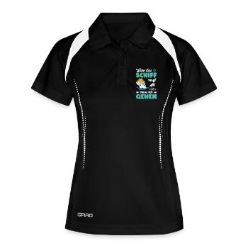 Lustige Kreuzfahrt Sprüche Outfits Urlaub - Frauen Polo atmungsaktiv - Schwarz/Weiß - Vorne