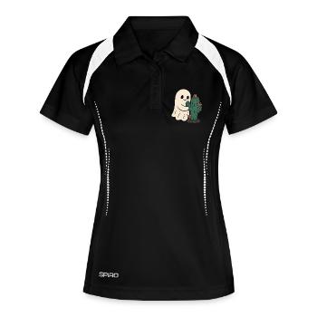 Fantôme étreignant les fleurs de cactus - Polo respirant Femme - noir/blanc - Devant