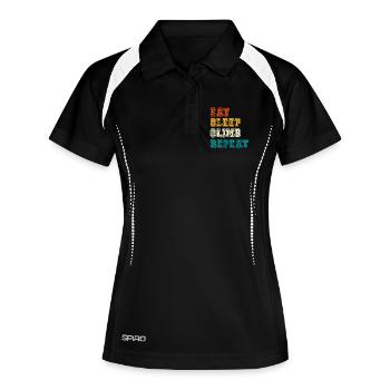 Eat Sleep Climb Repeat Design - Frauen Polo atmungsaktiv - Schwarz/Weiß - Vorne