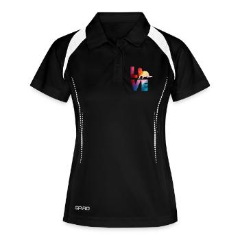 Seeotter Cartoon Bunte Liebe - Frauen Polo atmungsaktiv - Schwarz/Weiß - Vorne