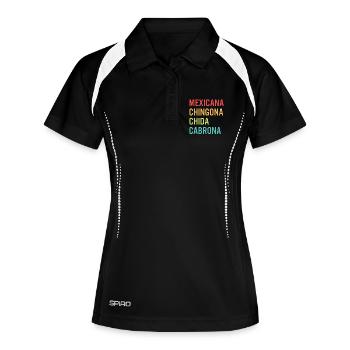 Mexicana Chingona Cabrona Orgullo - Polo respirant Femme - noir/blanc - Devant