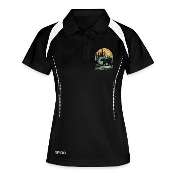 Retro Outdoor Wilderness Bärenbäume - Frauen Polo atmungsaktiv - Schwarz/Weiß - Vorne