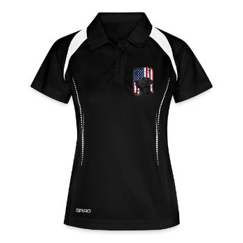 Laboratoire patriotique avec scène de chasse au drapeau américain - Polo respirant Femme - noir/blanc - Devant